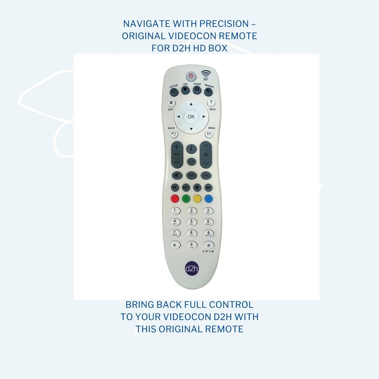 Videocon D2H Remote Original for Set Top Box | Remote Videocon D2H Compatible for HD Box TV & D2H (Non Voice | Not RF) (Exactly Same Remote Will Work Only) - Flymaster Shop