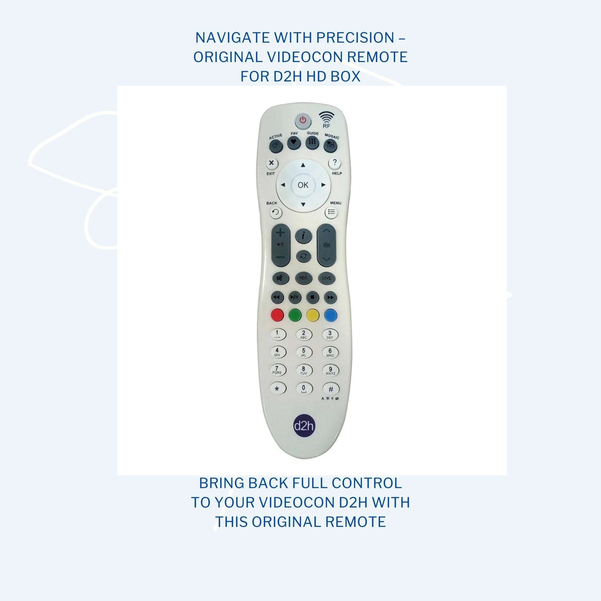 Videocon D2H Remote Original for Set Top Box | Remote Videocon D2H Compatible for HD Box TV & D2H (Non Voice | Not RF) (Exactly Same Remote Will Work Only) - Flymaster Shop