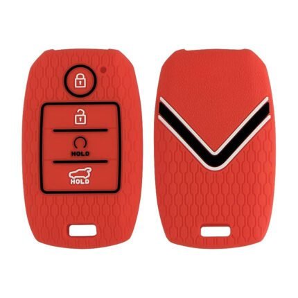 Silicone Key Cover for KIa Sonet, Seltos 2020, and Carens – Protective Case (Red / Black, Pack of 1).
