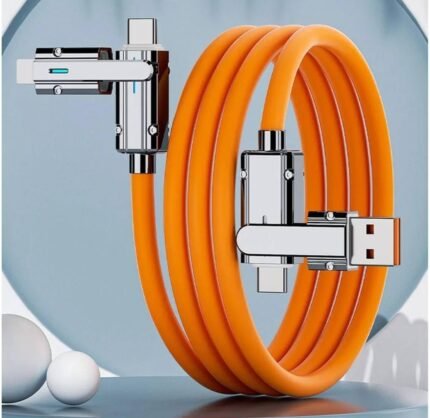 4 In 1 Data Cable | Fast Charging Portable Cord For Travel/Outdoor | Cable & Accessories | With USB Type-C & USB Port | Fast Charger Type-C Retractable USB Cable (Pack of 1,Multicolor)