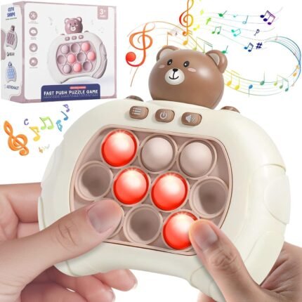 Quick Push Light Up Pop Game Fidget Toys for Adults and Kids | Squeeze Poppet Sensory Push Pop Memory Toy Party Favors Puzzle Game Fidget Console, Pack of 1